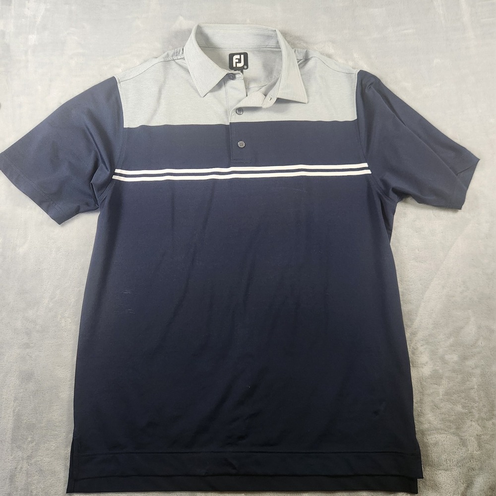 Footjoy FJ Gray/Black Stripe Mens Golf Shirt Polo Size Medium